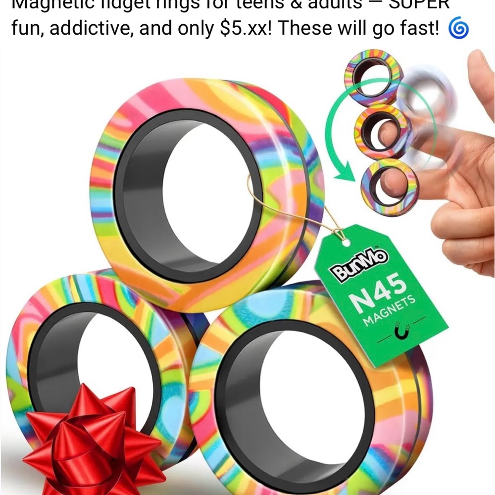 Stocking Stuffer Colorful Magnetic Fidget Rings